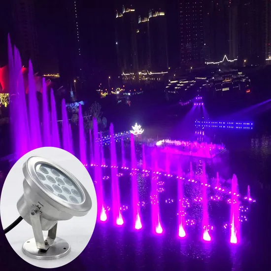Fonte LED luzes subaquáticas fonte de aço inoxidável, iluminação de piscina